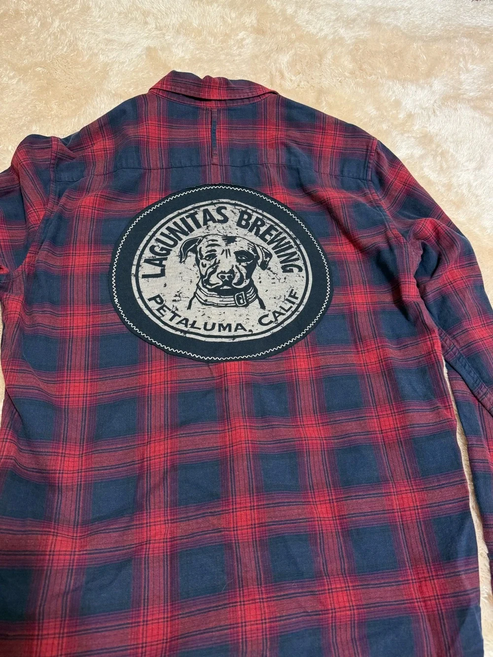 Banana Republic Red & Navy Plaid Button-Up Shirt - MadAndie Upcycle